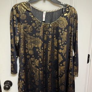 BNWT Jules & James Black & Gold Foil Sheer 3/4 Sleeve Dress